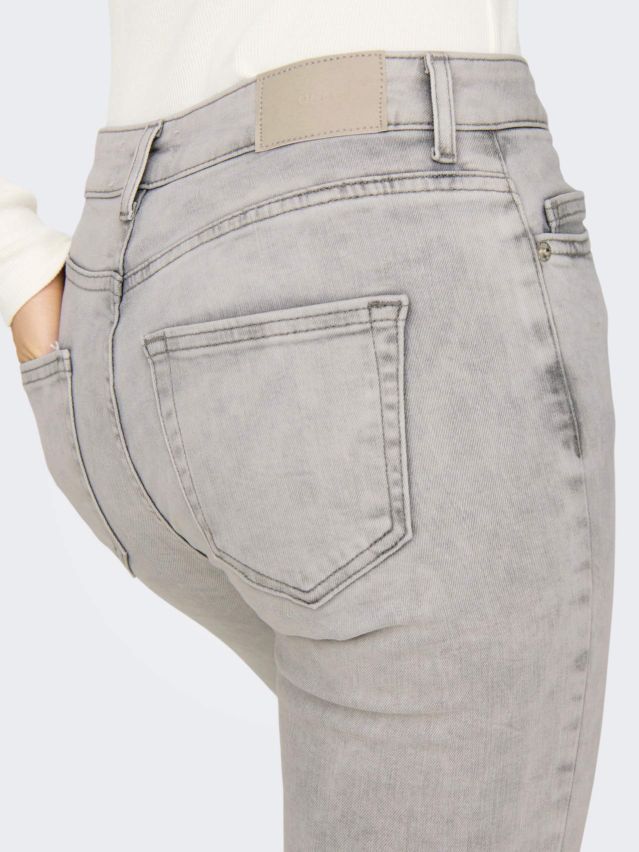 ONLY Jeans Skinny Fit Taille moyenne Ourlet brut -Light Grey Denim - 15332900