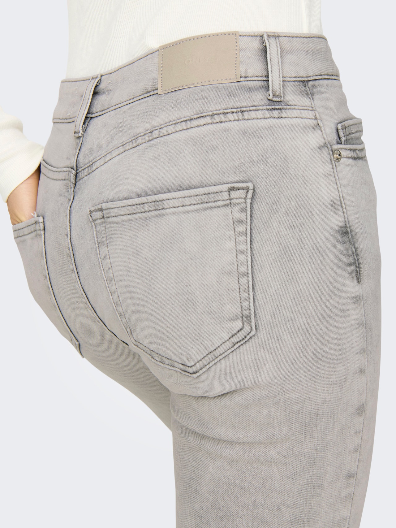 ONLY Skinny Fit Middels høy midje Røff kantskjæring Jeans -Light Grey Denim - 15332900