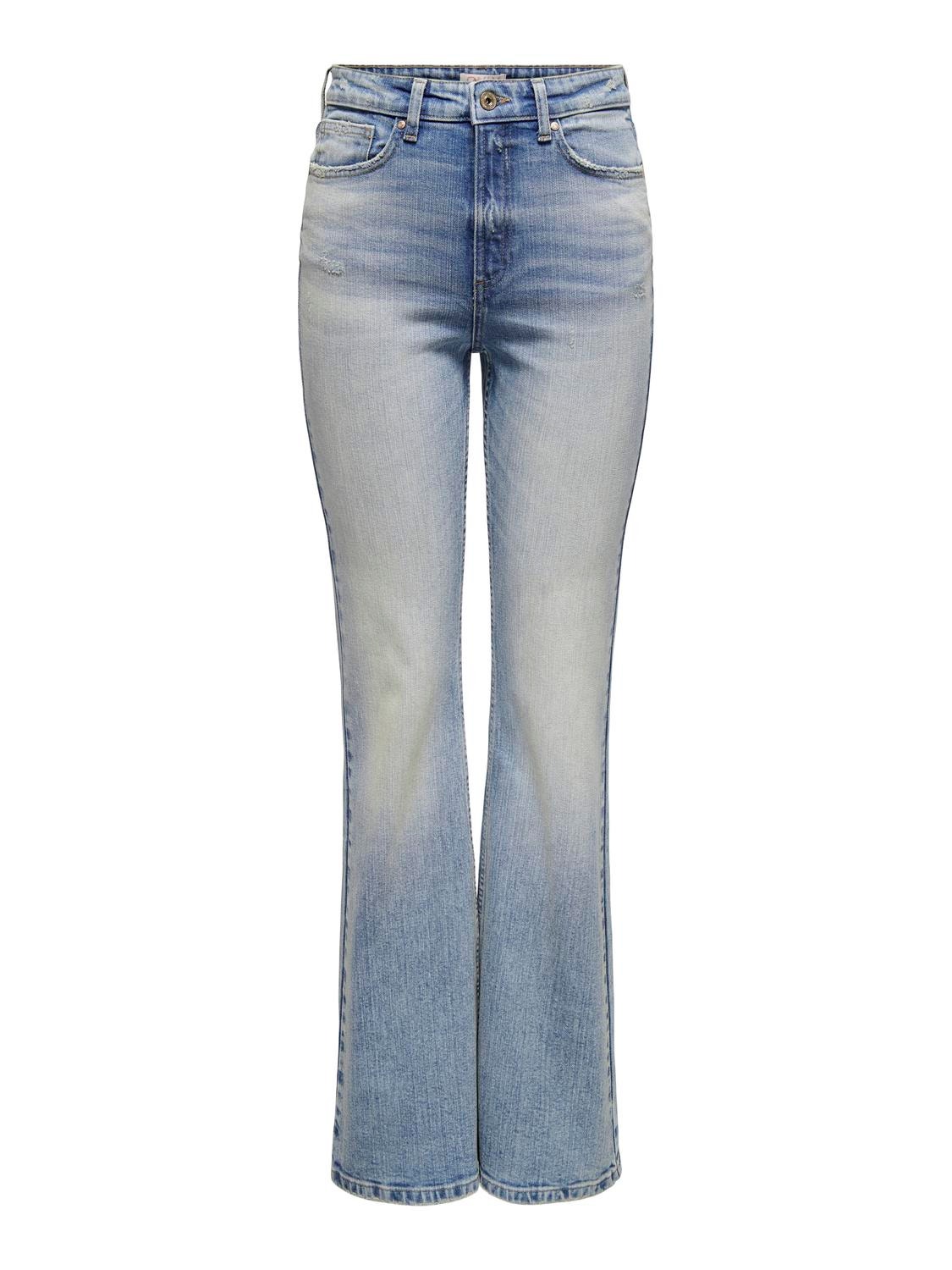 ONLY OnlPosh High Waist Flared Jeans -Light Blue Denim - 15332901