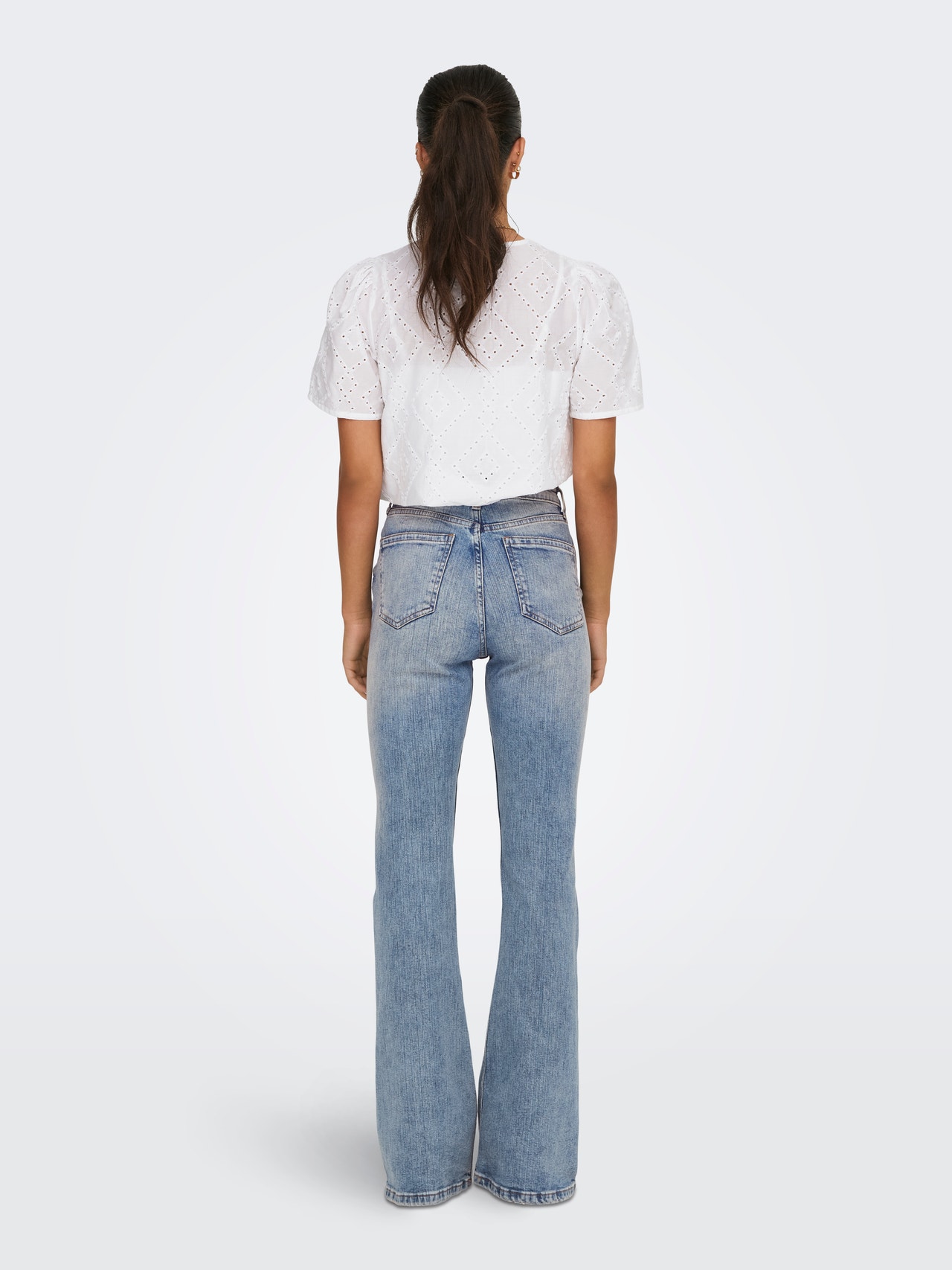 ONLY OnlPosh High Waist Flared Jeans -Light Blue Denim - 15332901