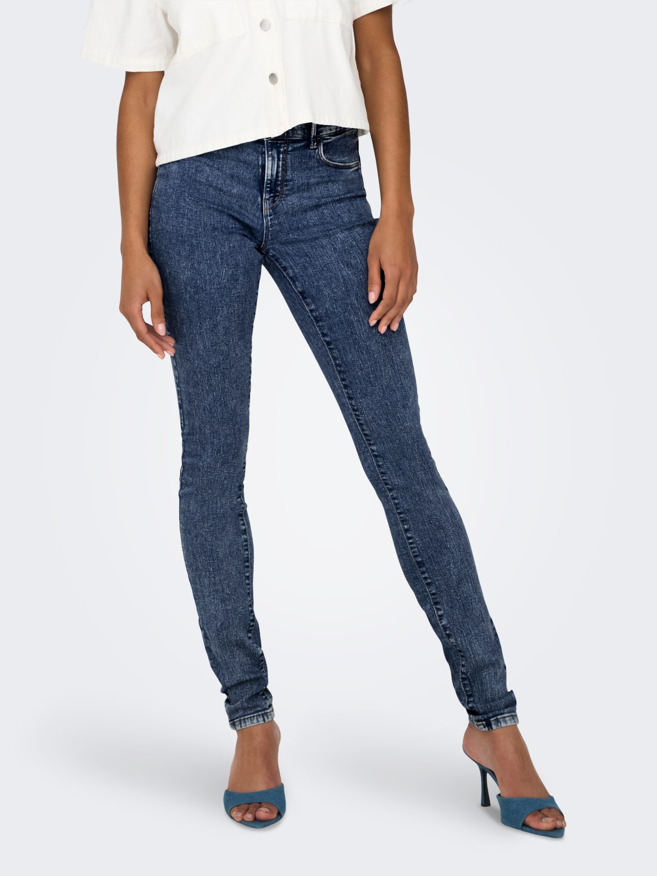 ONLY Skinny fit Mid waist Jeans -Dark Blue Denim - 15332908