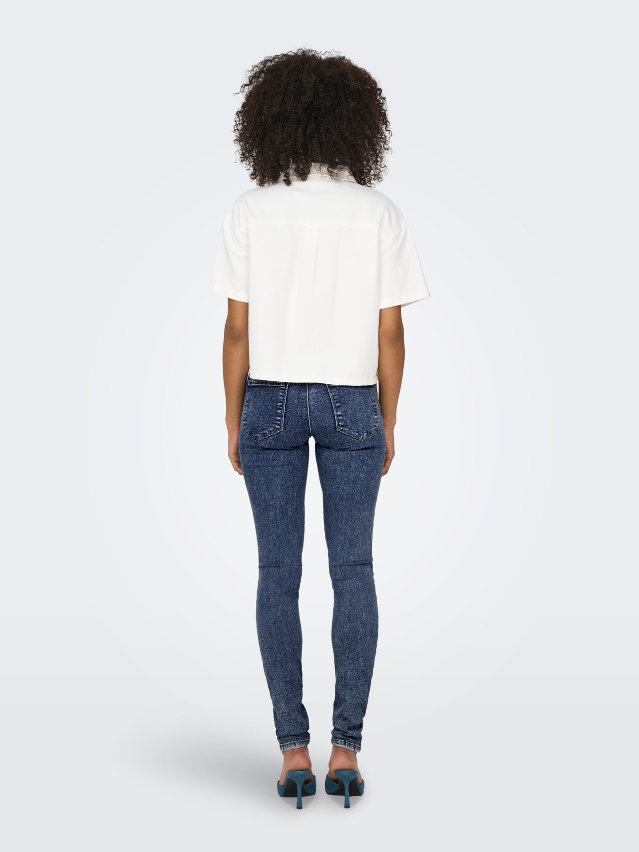 ONLY Skinny Fit Medelhög midja Jeans -Dark Blue Denim - 15332908