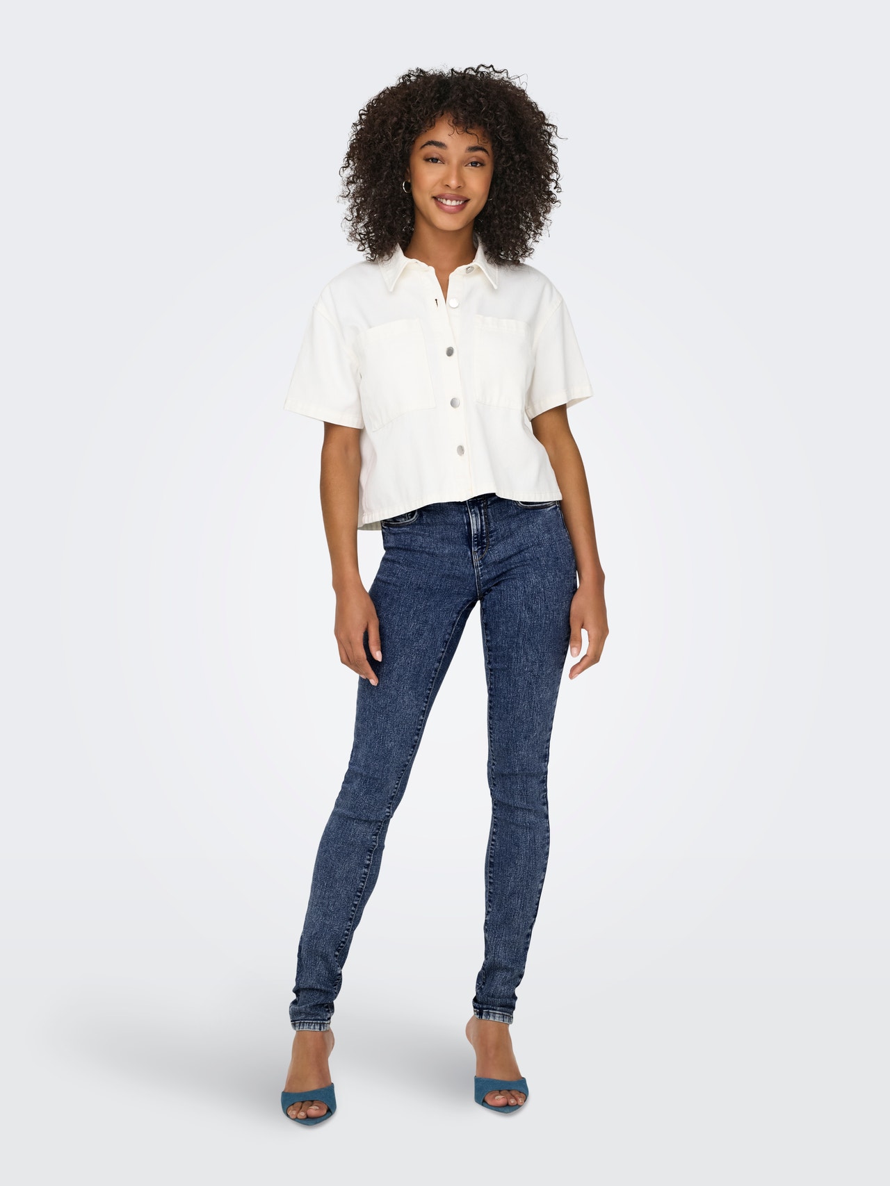 ONLY Jeans Skinny Fit Taille moyenne -Dark Blue Denim - 15332908