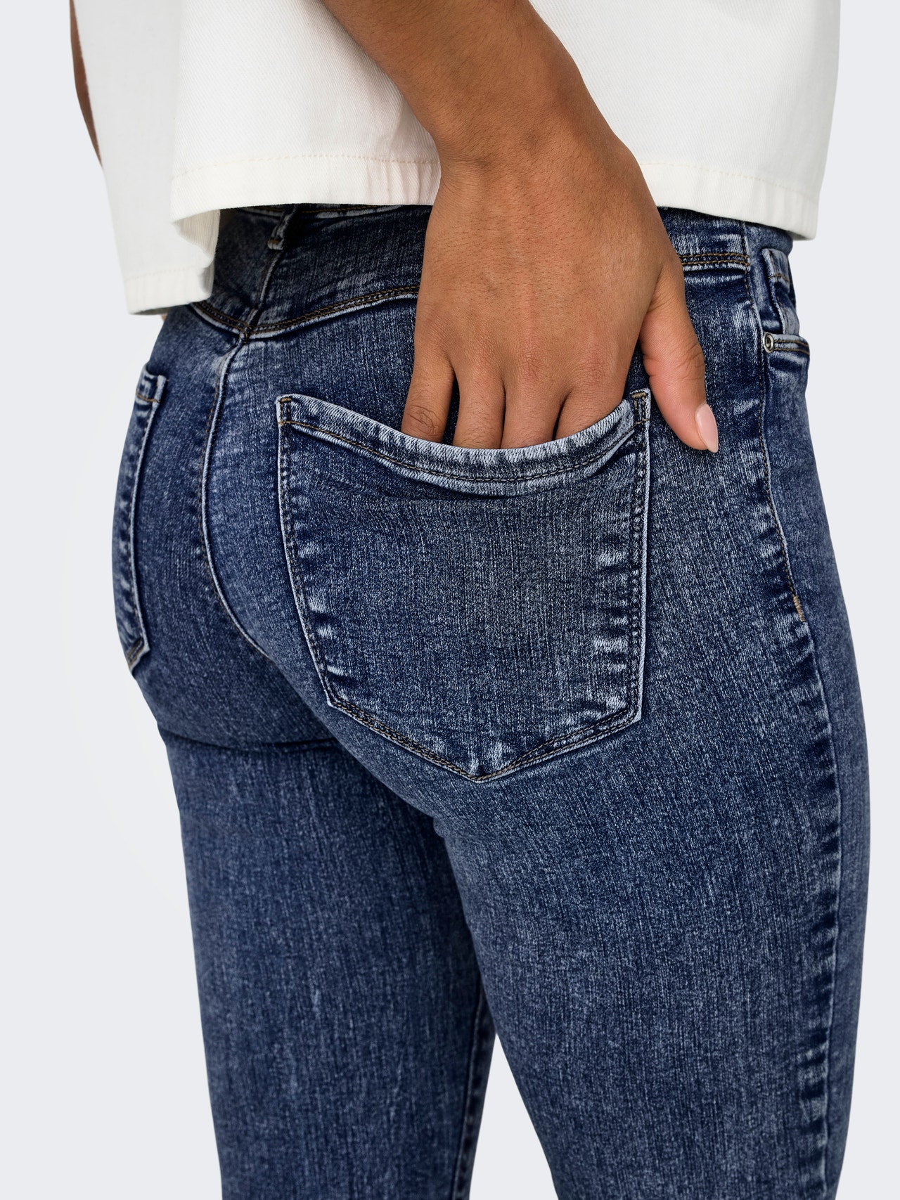 ONLY Skinny Fit Middels høy midje Jeans -Dark Blue Denim - 15332908