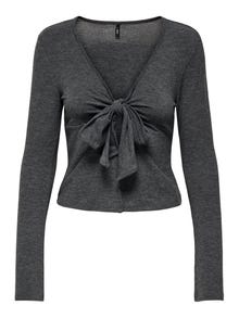 ONLY V-neck top with bow detail -Black - 15332971