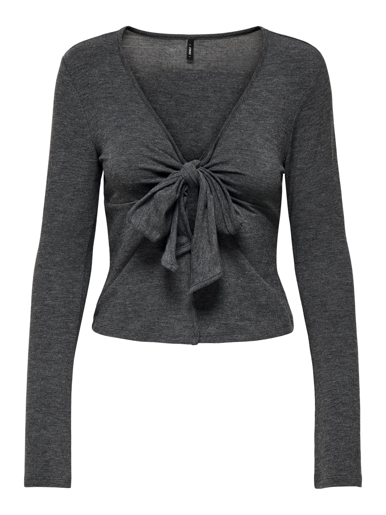 ONLY V-neck top with bow detail -Black - 15332971