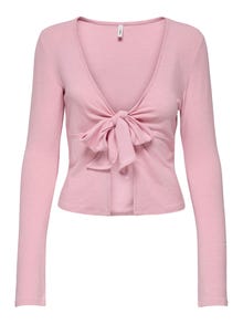 ONLY V-neck top with bow detail -Bleached Mauve - 15332971