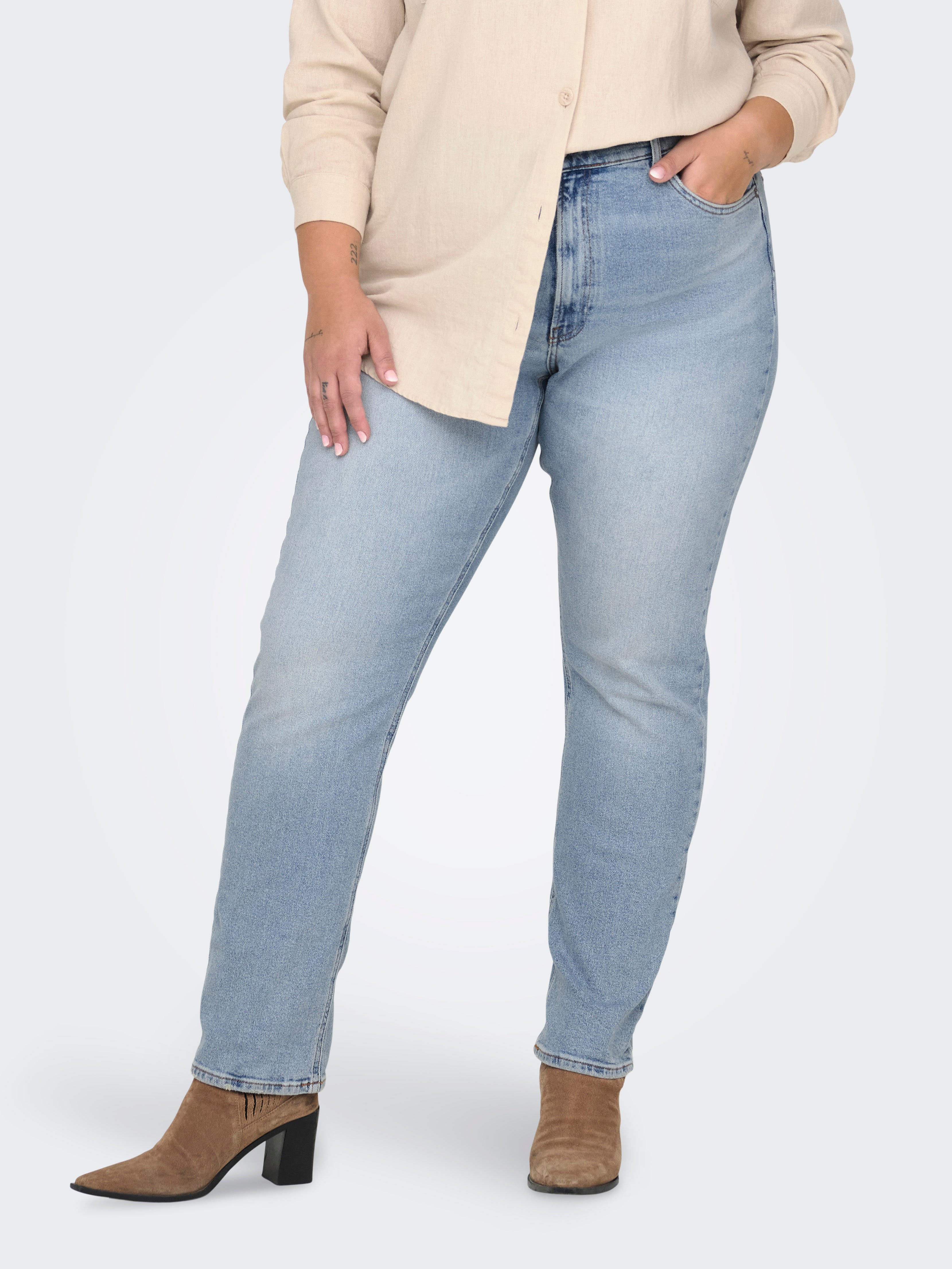 Carbroome Hohe Taille Gerade Geschnitten Jeans