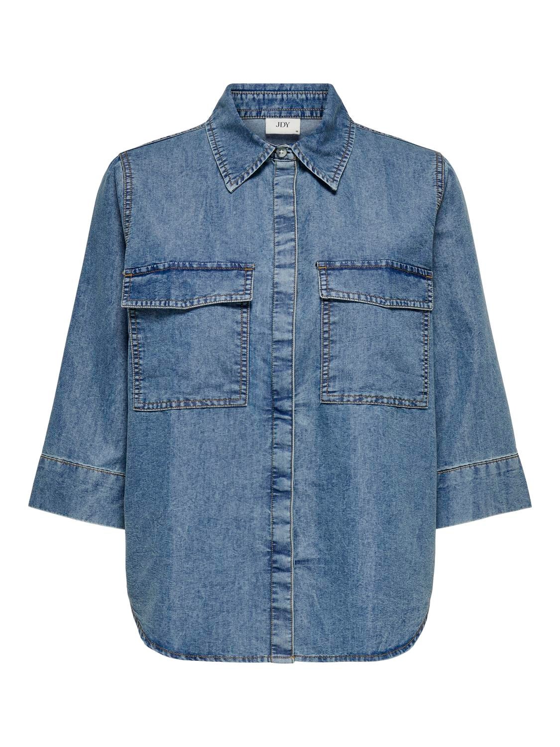 ONLY Normal passform Skjortkrage Skjorta -Medium Blue Denim - 15333545