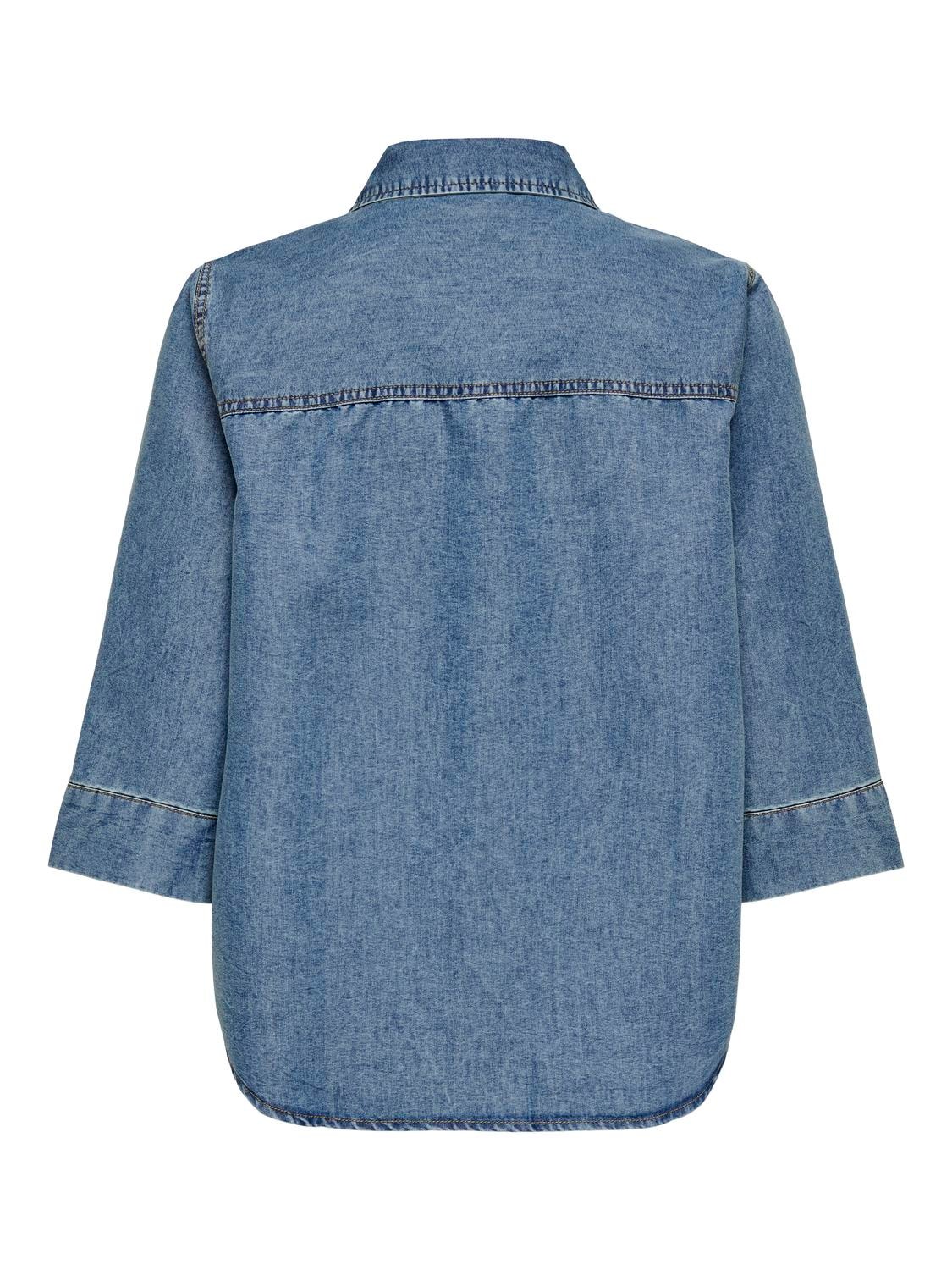 ONLY Krój regularny Kolnierz koszulowy Koszula -Medium Blue Denim - 15333545