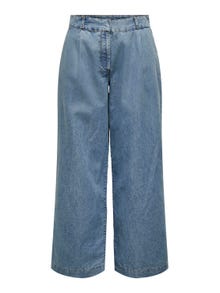 ONLY Pantalons Wide Leg Fit Taille moyenne -Medium Blue Denim - 15333547