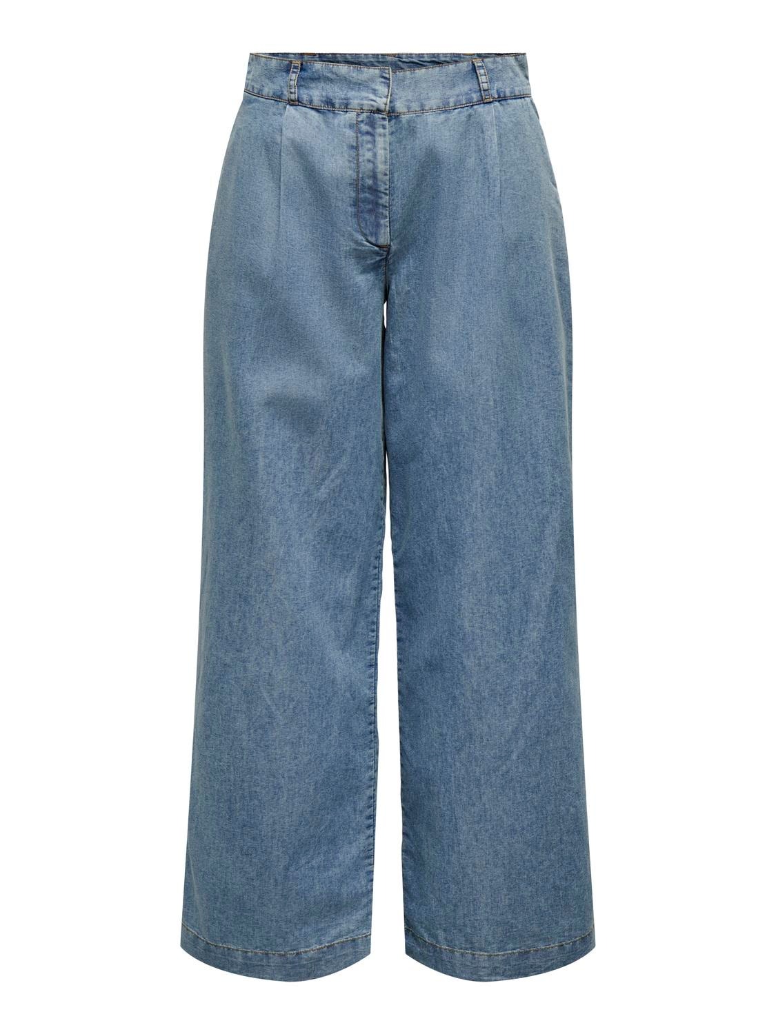 ONLY Weiter Beinschnitt Mittlere Taille Hose -Medium Blue Denim - 15333547