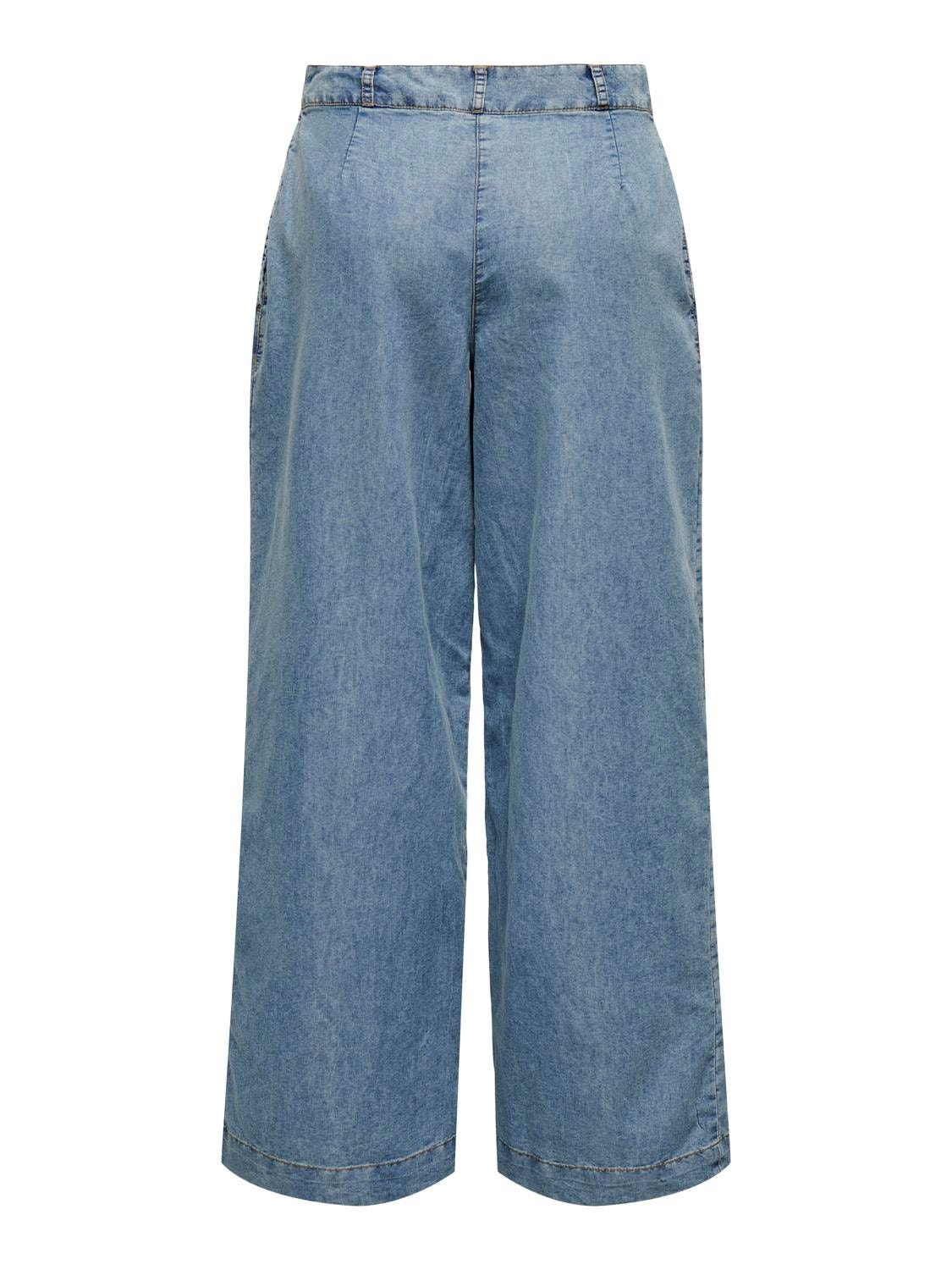 ONLY Krój wide leg Srednia talia Spodnie -Medium Blue Denim - 15333547