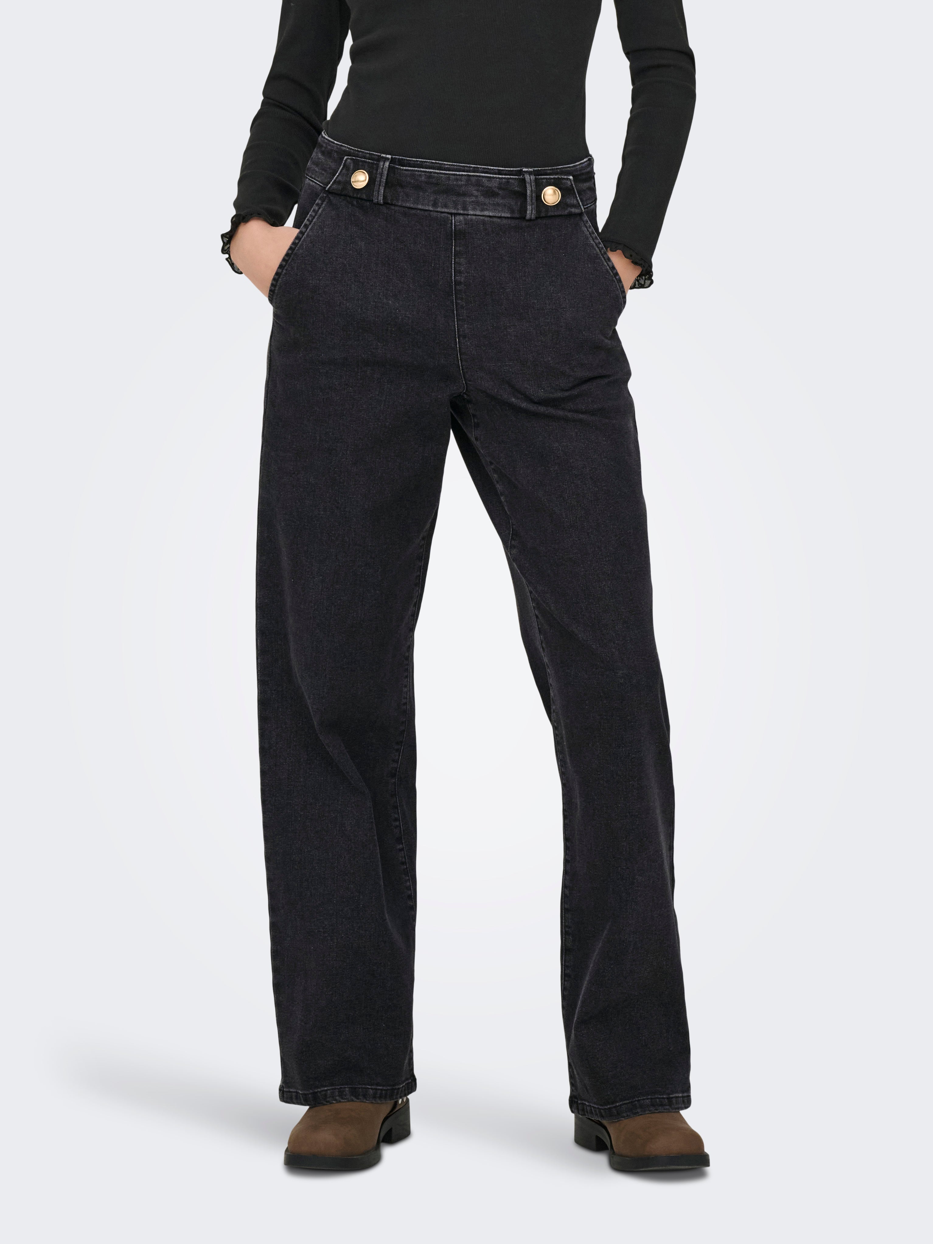 Jdygeggo Hohe Taille Weiter Beinschnitt Jeans