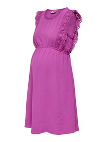ONLY Krój regularny Okrągły dekolt Ciążowe Krótka sukienka -Purple Orchid - 15333788