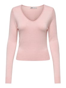 ONLY Tavapärane lõige V-kaelus Soonikuga mansetid Pullover -Potpourri - 15333990