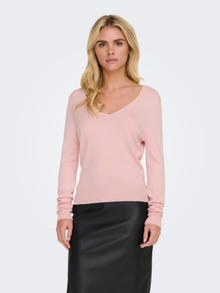 ONLY Tavapärane lõige V-kaelus Soonikuga mansetid Pullover -Potpourri - 15333990