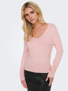 ONLY Tavapärane lõige V-kaelus Soonikuga mansetid Pullover -Potpourri - 15333990