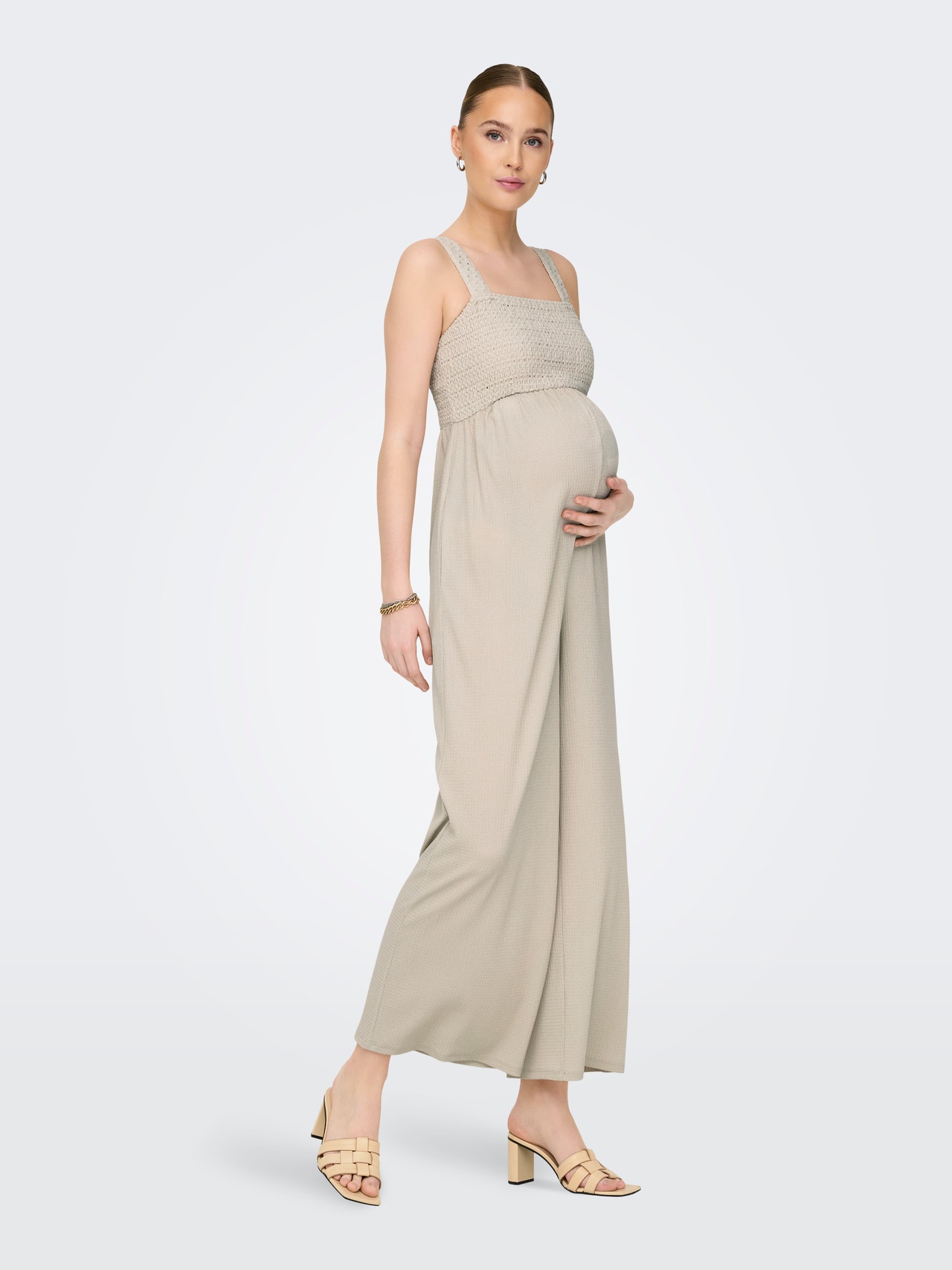 ONLY Maternity Schulterträger Jumpsuit -Pumice Stone - 15334201