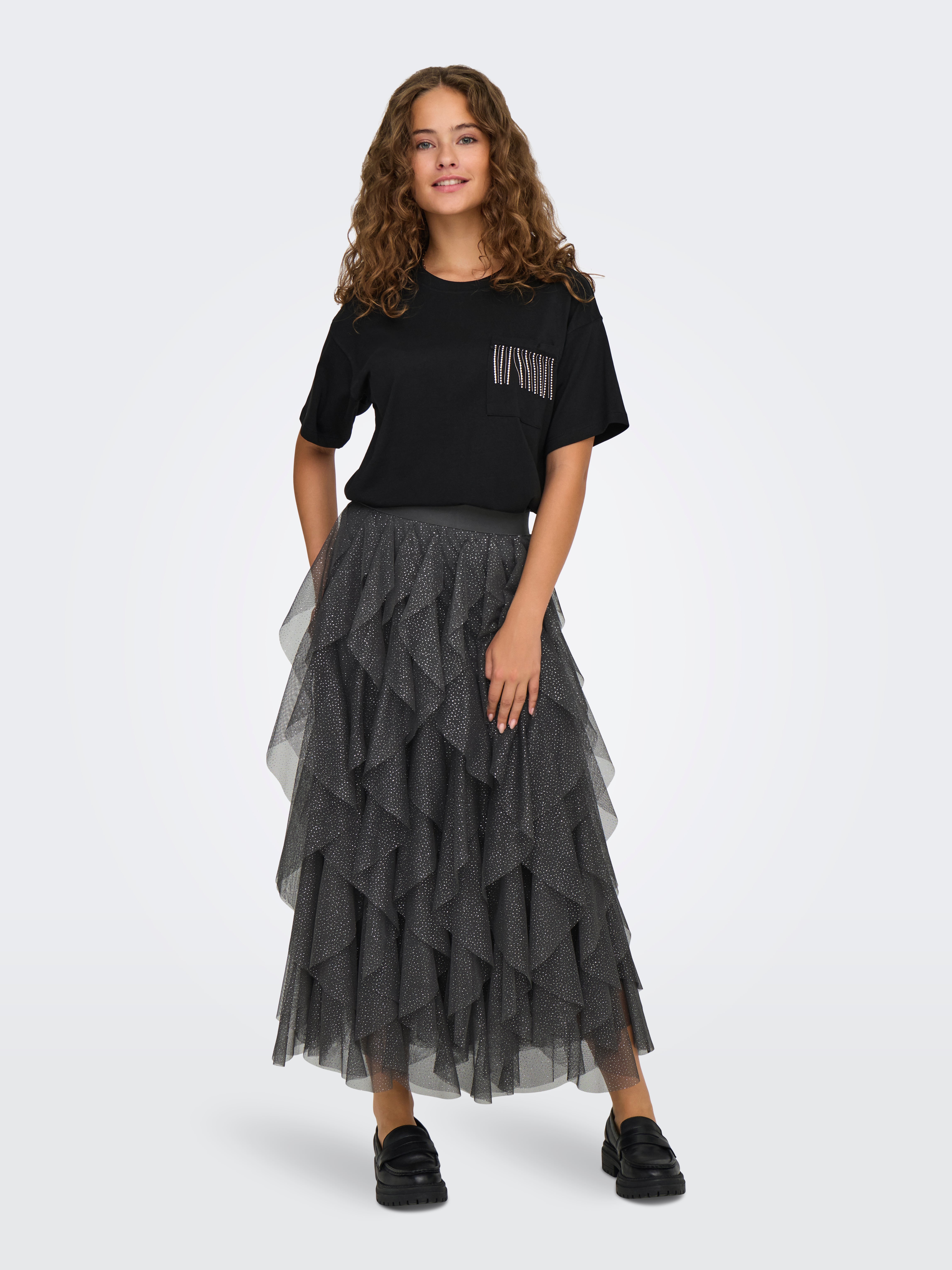 スカート AVANDRESS Twoway Long Skirt DARK GREY AD43SK04DKG Georgette Long Double Layer Skirt – VOZ Apparel
