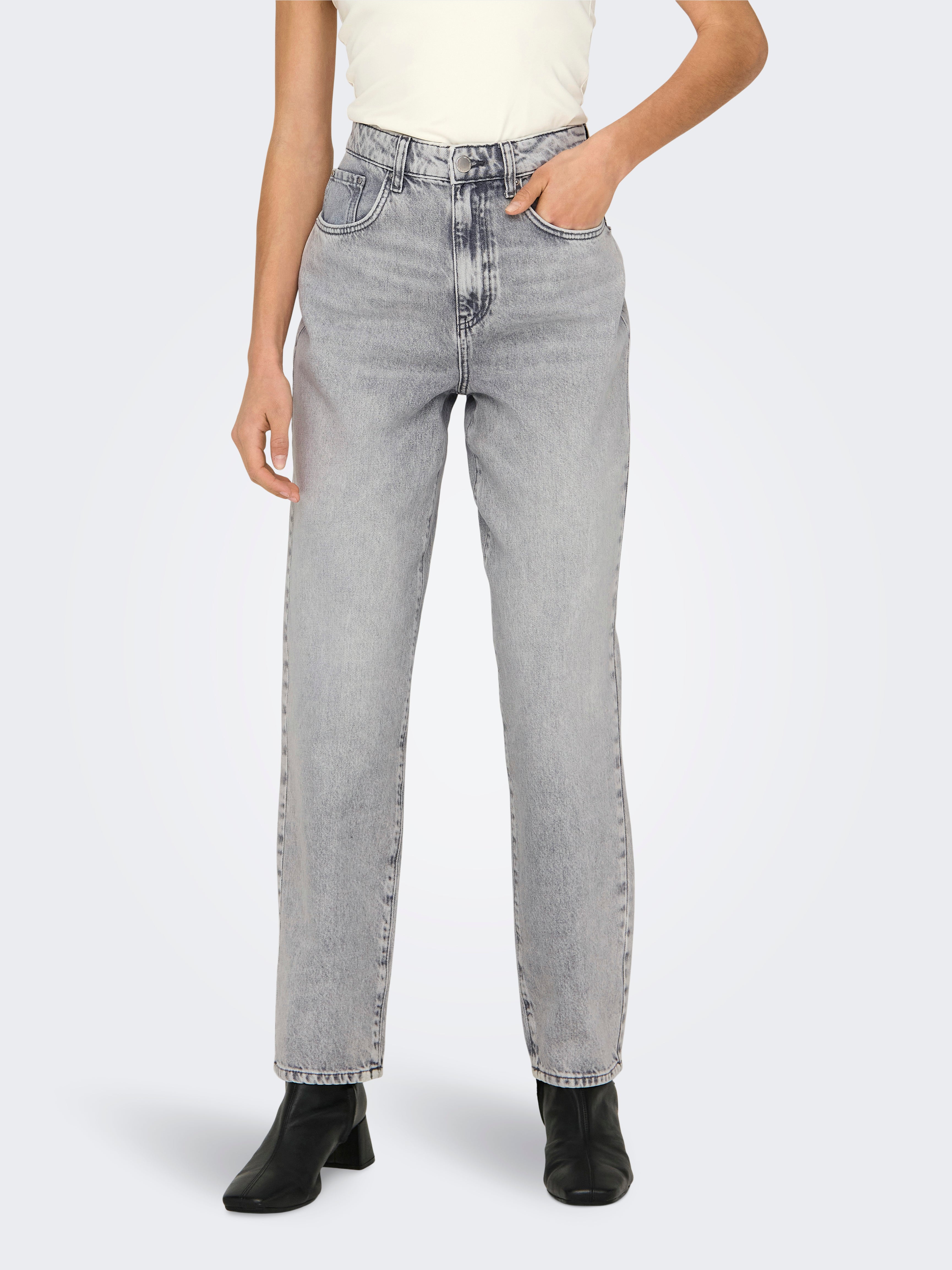 ONLROBYN Mittlere Taille Gerade geschnitten Jeans | Hellgrau | ONLY®