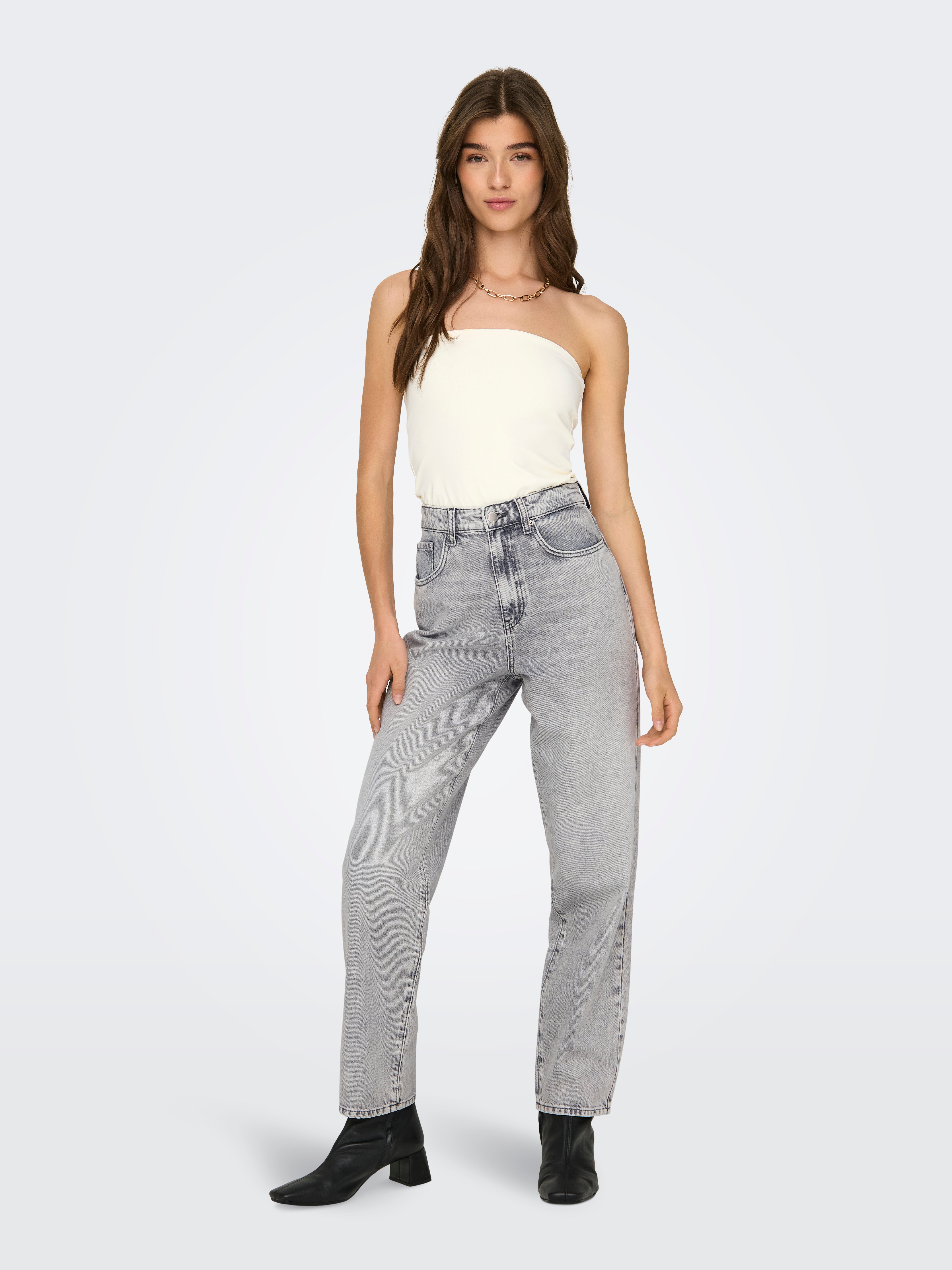 ONLROBYN Mittlere Taille Gerade geschnitten Jeans | Hellgrau | ONLY® 