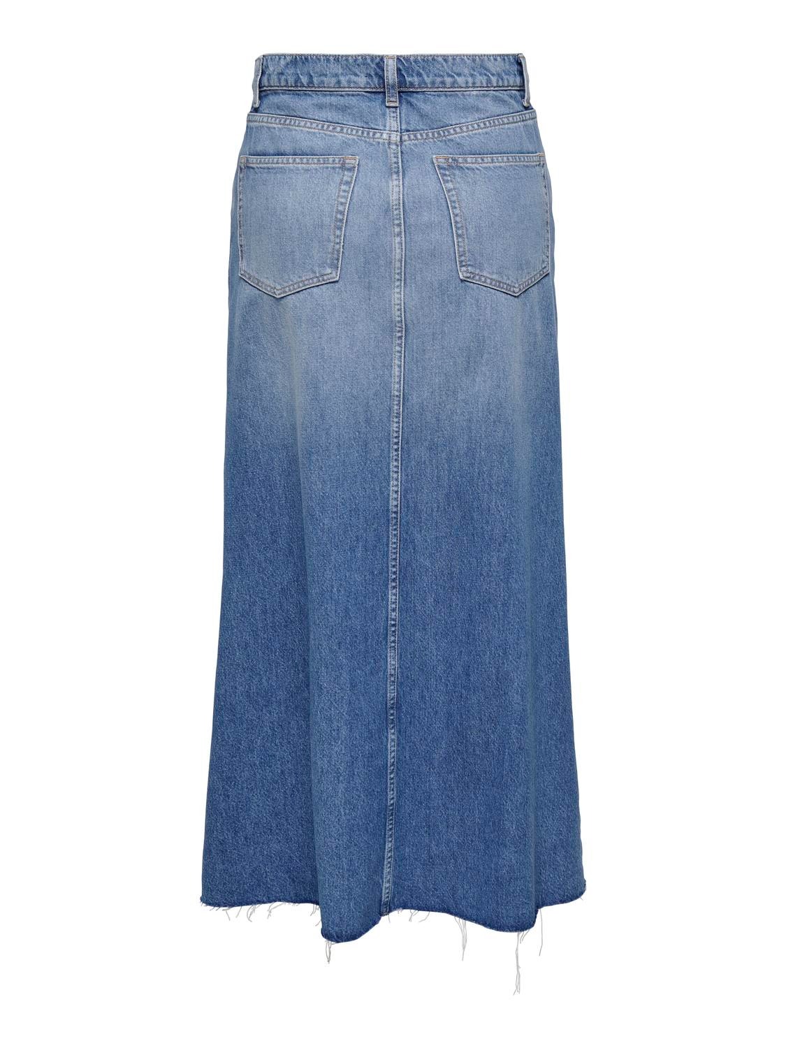 ONLY Hög midja Lång kjol -Medium Blue Denim - 15334364