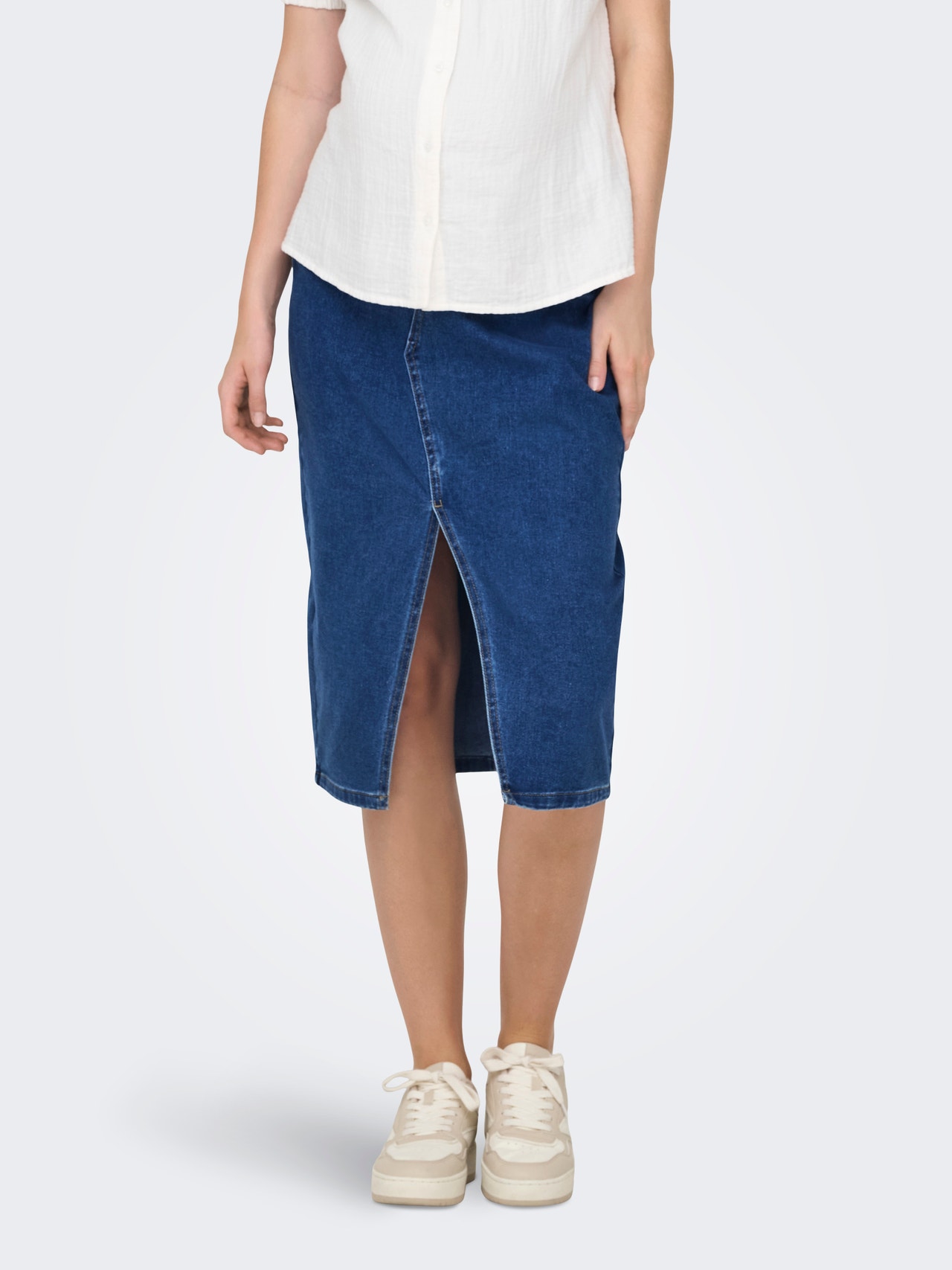 ONLY OLMSIRI Jean Jupe midi -Medium Blue Denim - 15334720