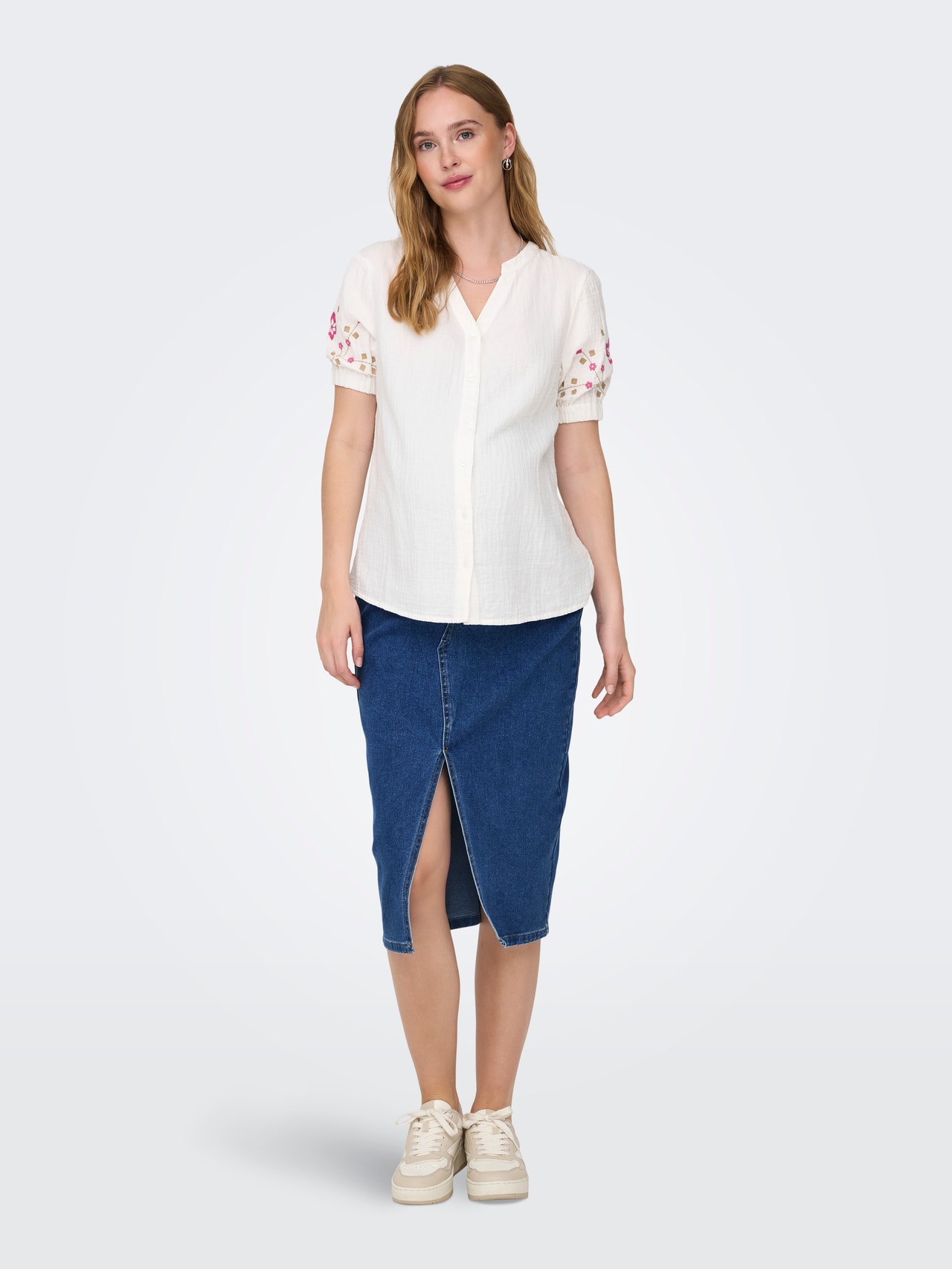 ONLY OLMSIRI Jean Jupe midi -Medium Blue Denim - 15334720