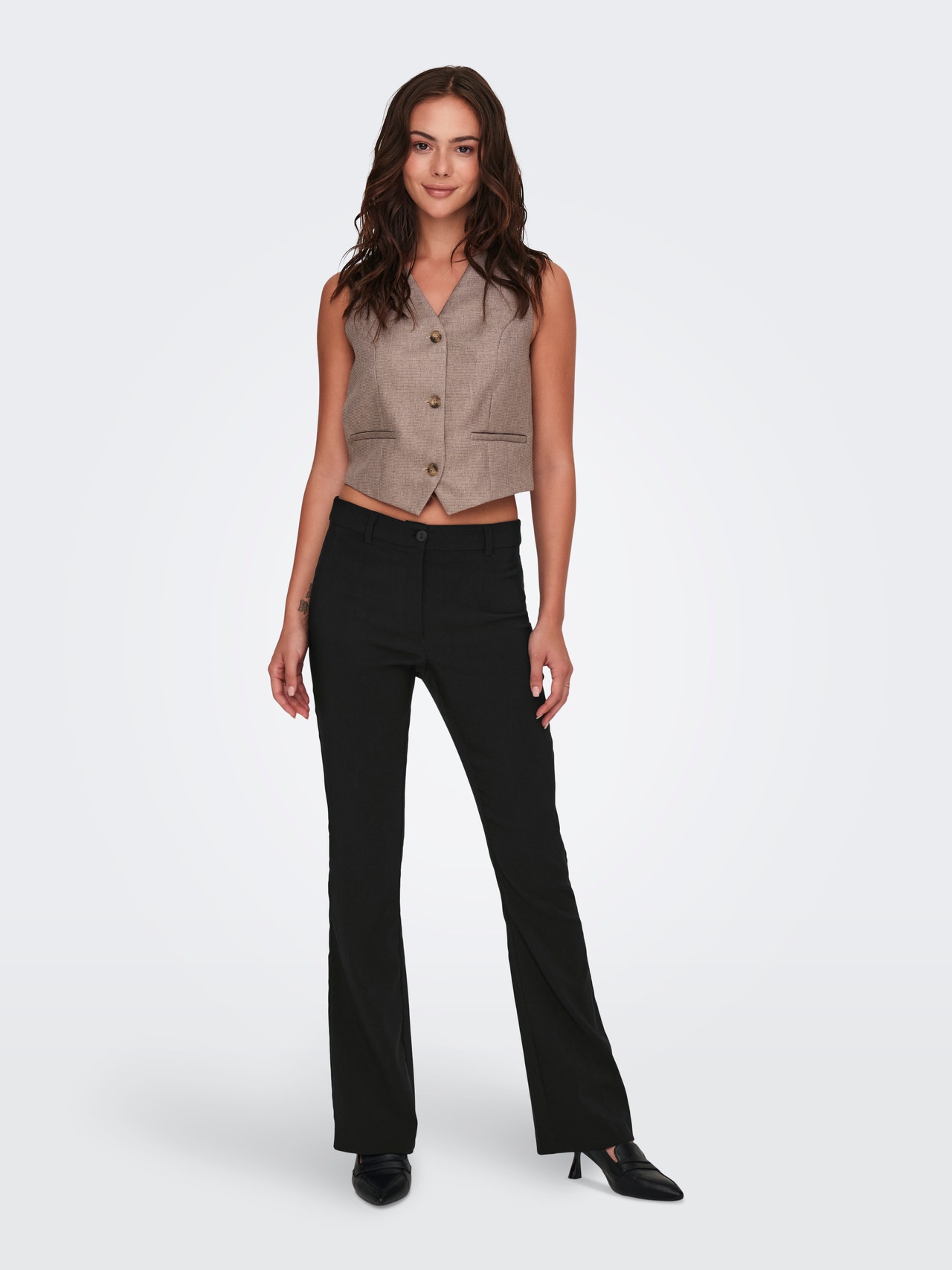 ONLY Sirge lõige Keskmine vöökoht Püksid -Black - 15335536