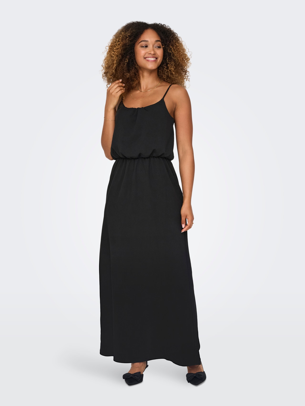 ONLY maxi kjole med skulderstropper -Black - 15335556