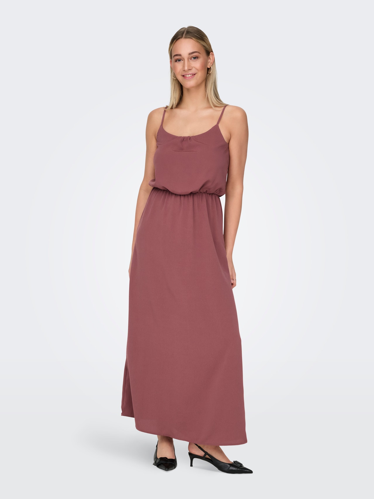 ONLY Regular Fit O-hals Justerbare skulderstropper Lang kjole -Rose Brown - 15335556