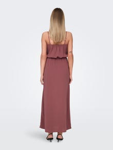 ONLY Regular Fit Round Neck Adjustable shoulder straps Long dress -Rose Brown - 15335556
