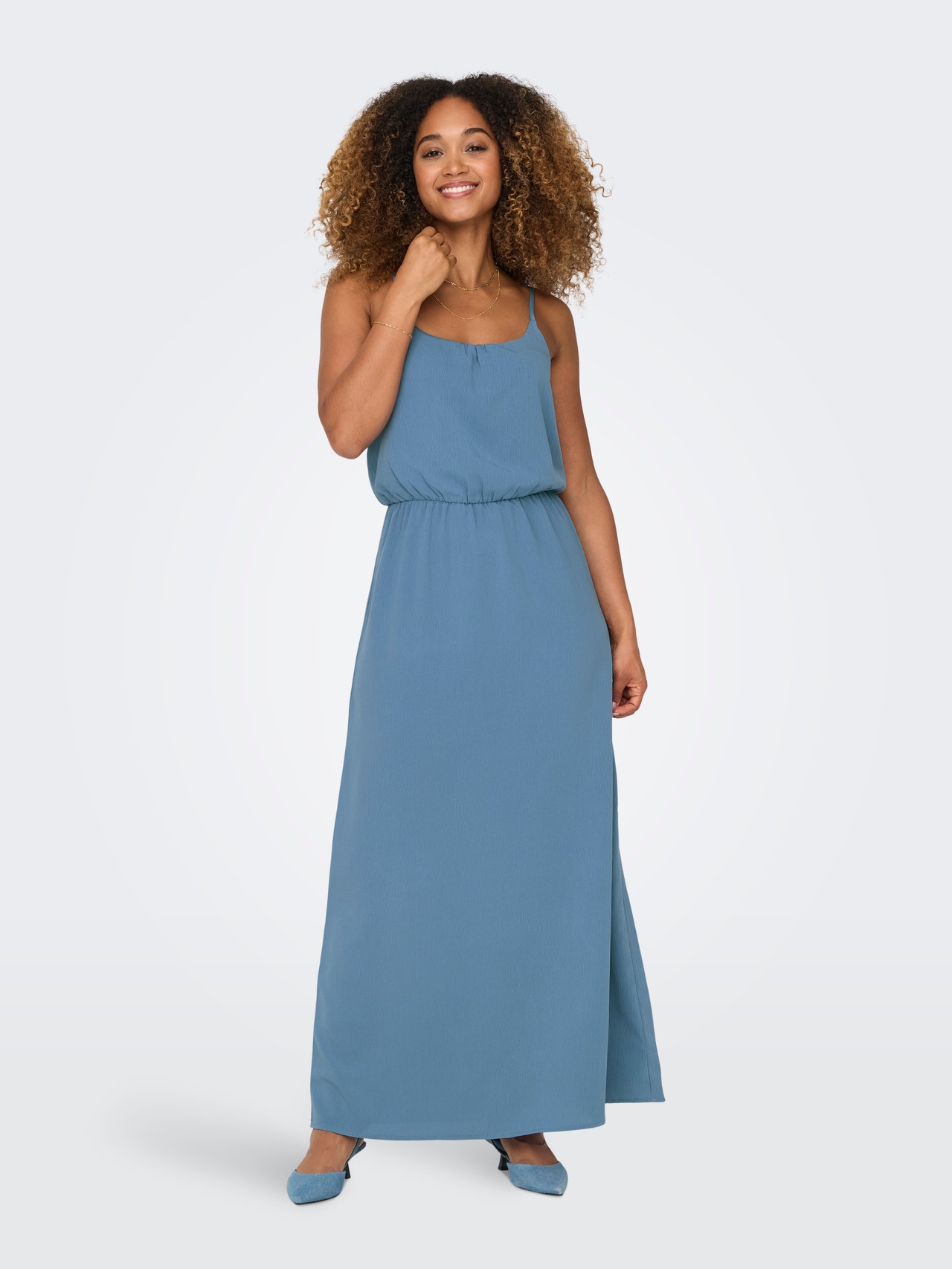ONLY Regular Fit O-hals Justerbare skulderstropper Lang kjole -Coronet Blue - 15335556
