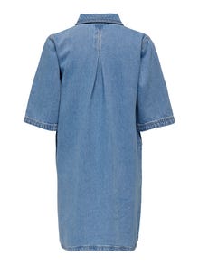 ONLY Normal passform Skjortkrage Kort klänning -Light Blue Denim - 15335635