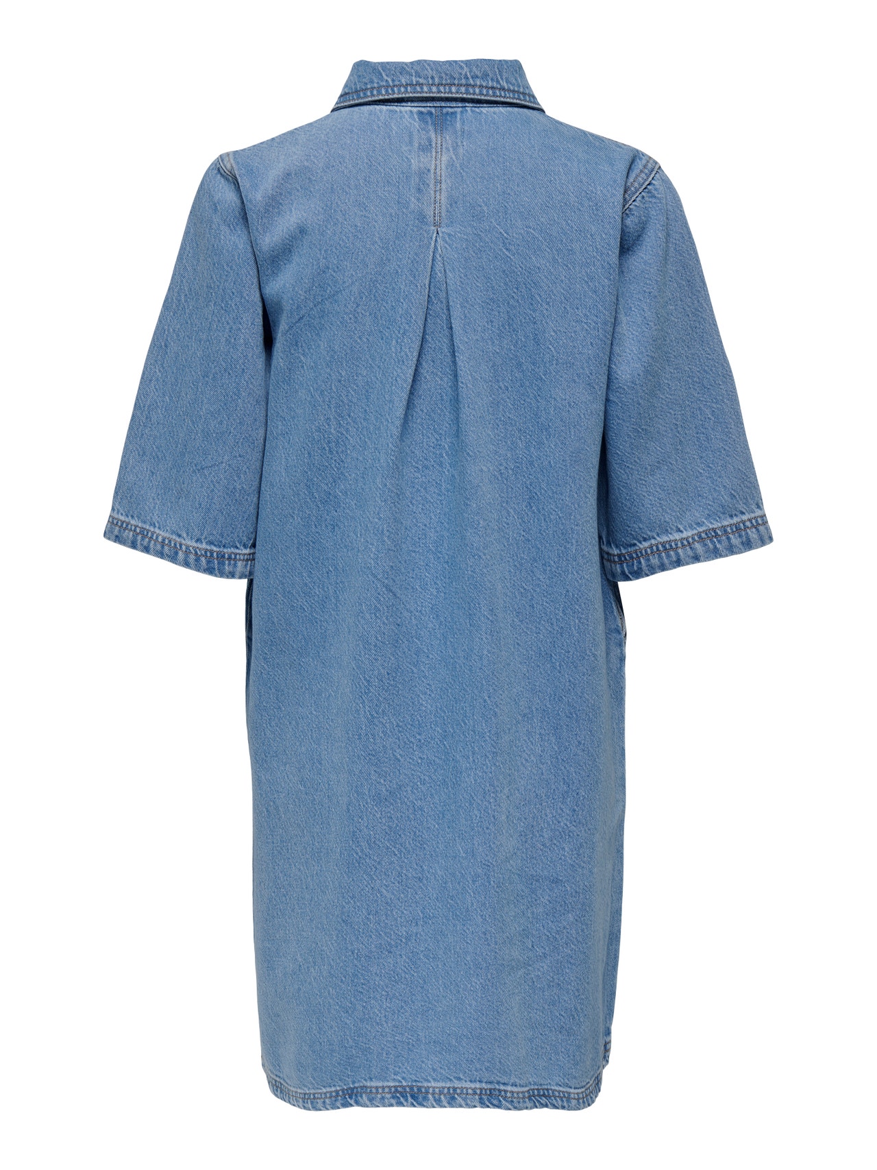 ONLY Vestido corto Corte regular Cuello de camisa -Light Blue Denim - 15335635