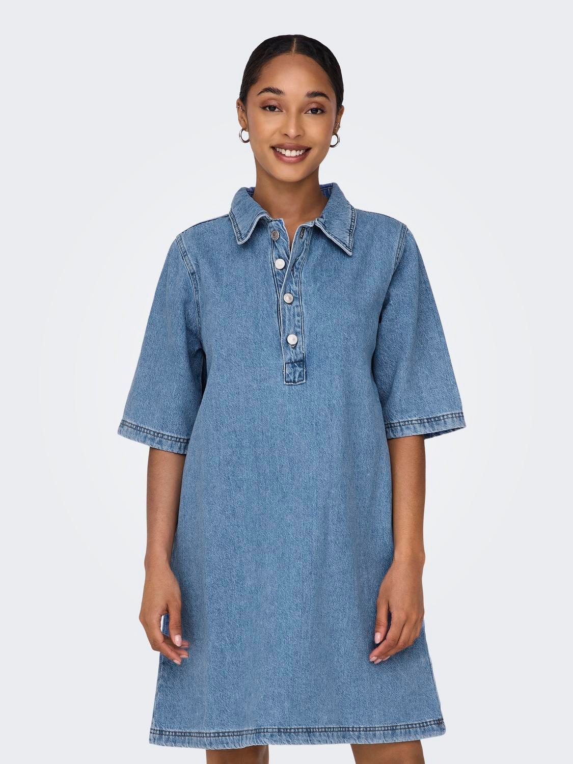 ONLY Denim shirt dress -Light Blue Denim - 15335635