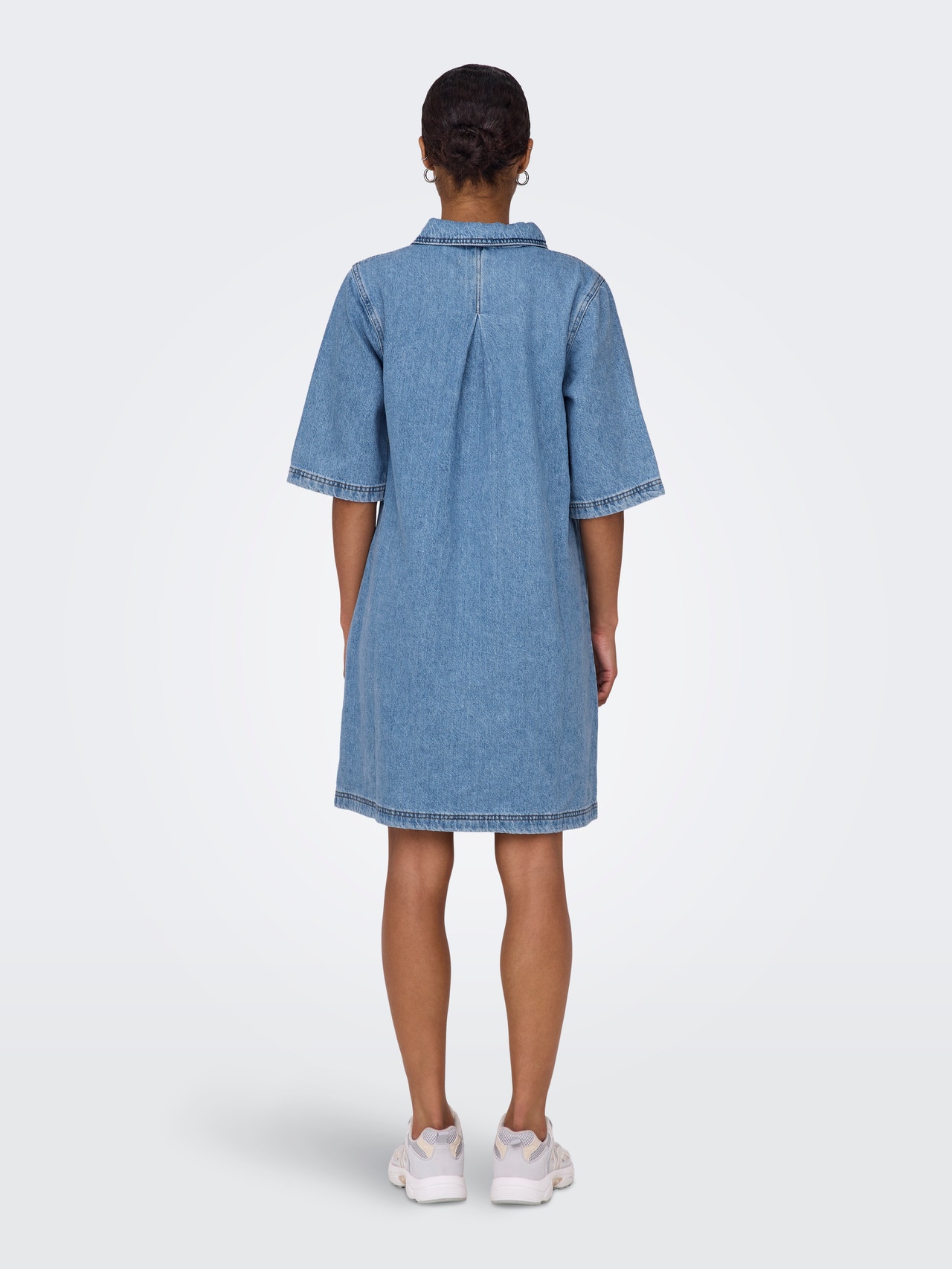 ONLY Regular Fit Skjortekrage Kort kjole -Light Blue Denim - 15335635