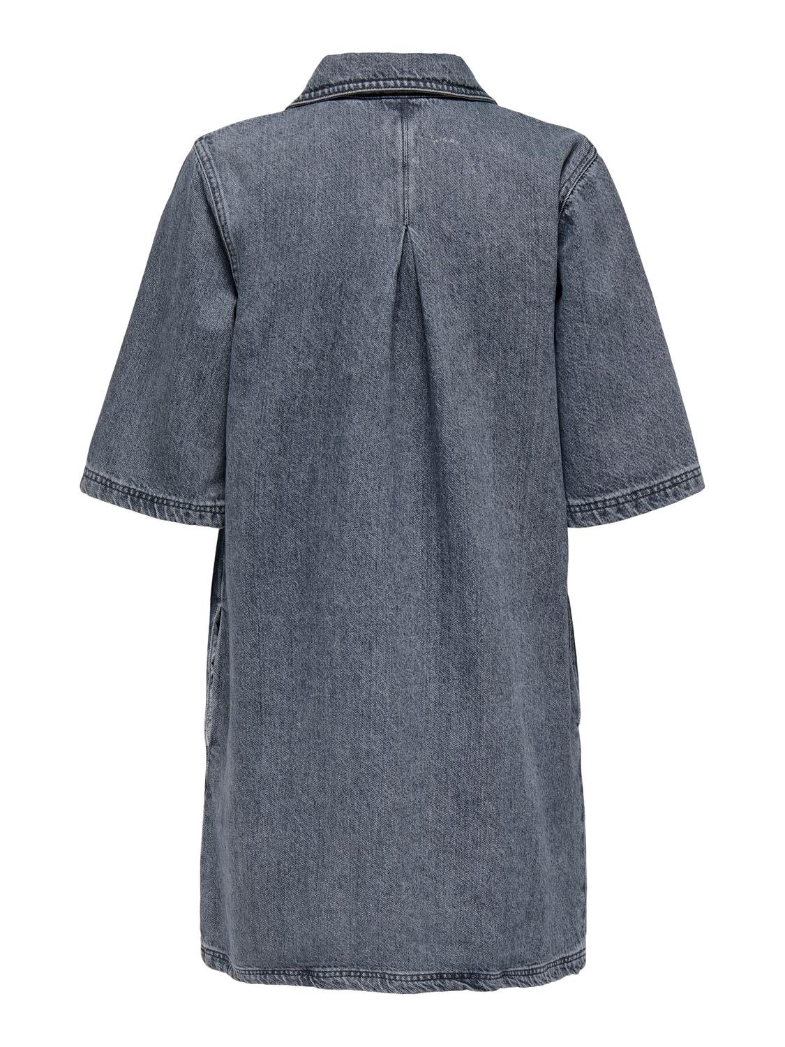 ONLY Normal geschnitten Hemdkragen Kurzes Kleid -Grey Denim - 15335635