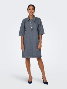 ONLY Normal geschnitten Hemdkragen Kurzes Kleid -Grey Denim - 15335635