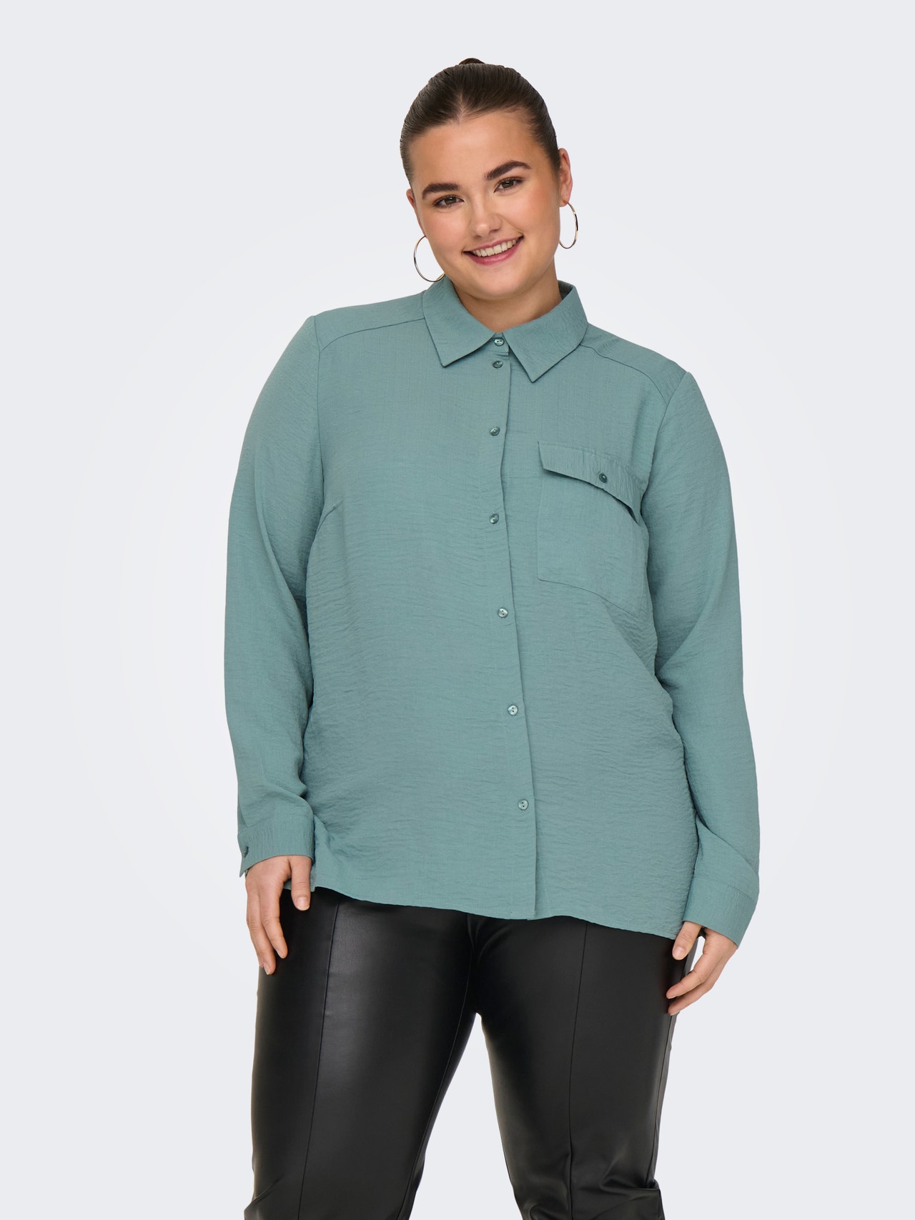ONLY Curvy regular fit skjorte -Chinois Green - 15335765
