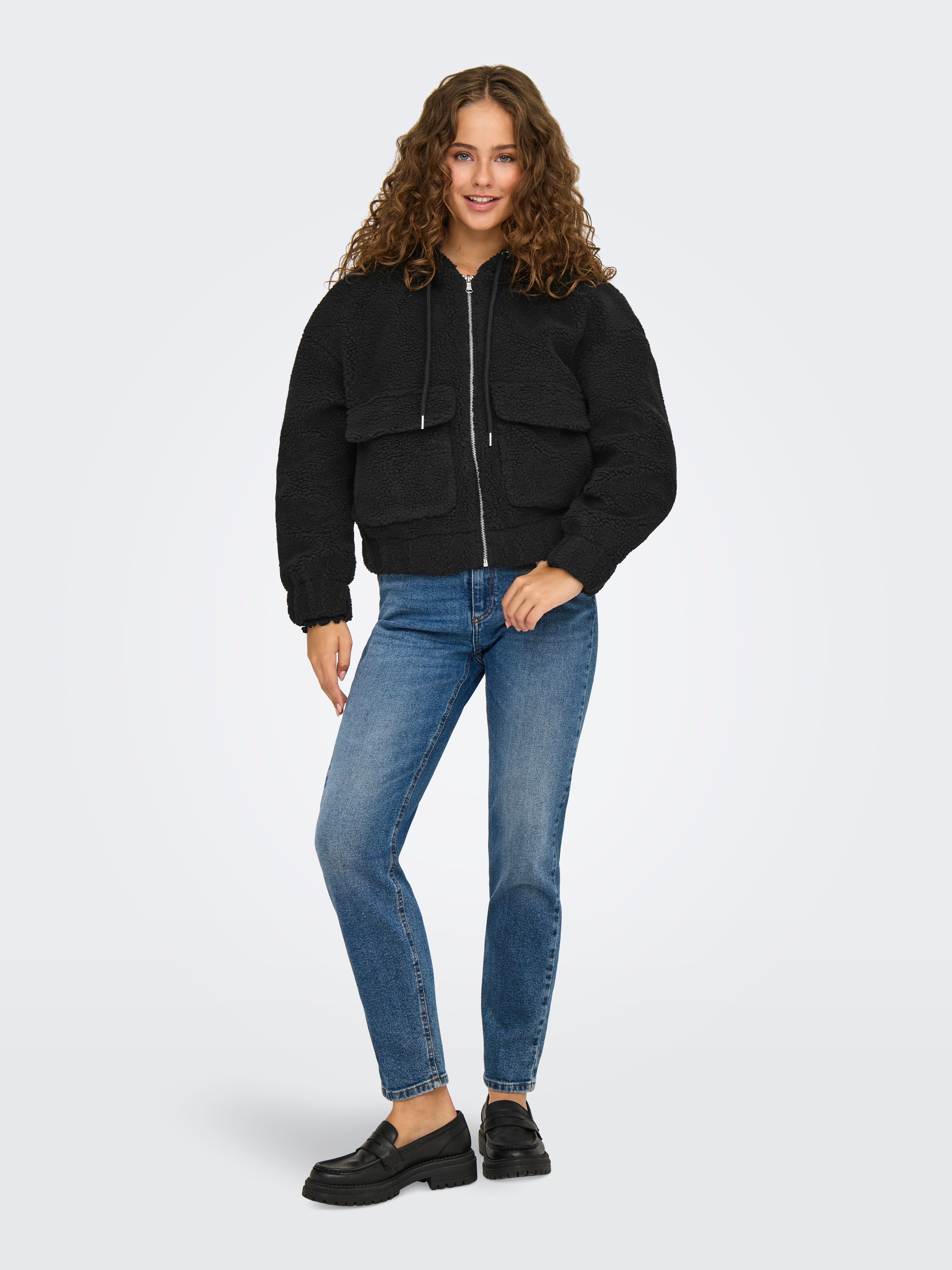 Black teddy jacket plus size online