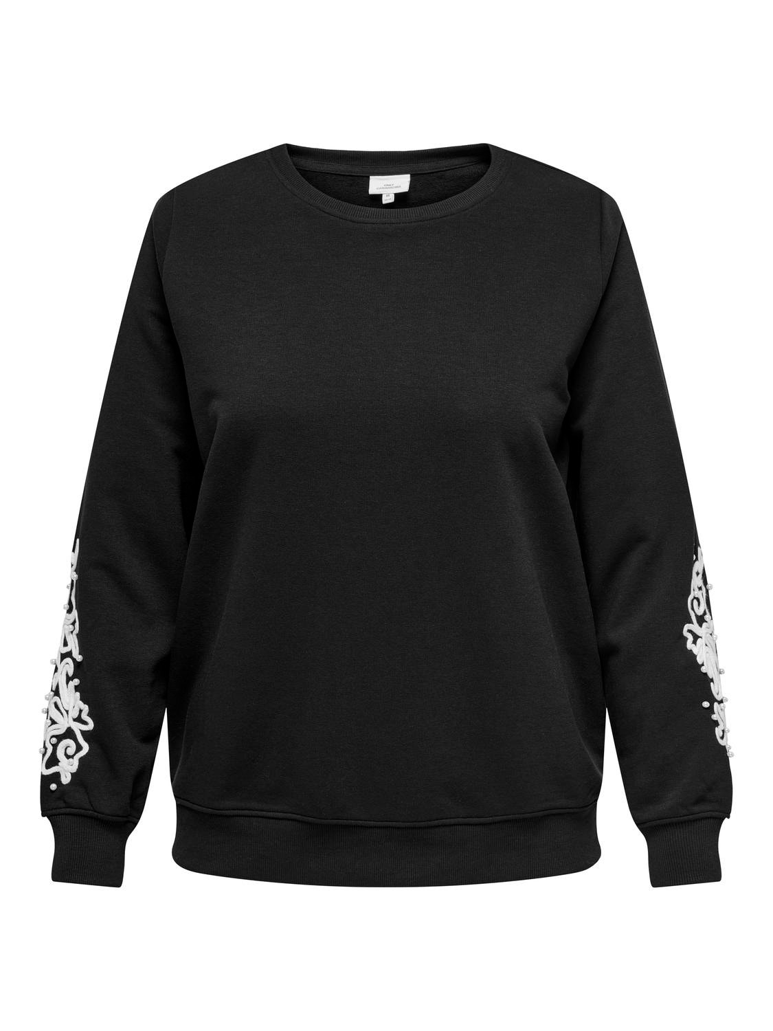 ONLY Regular Fit Round Neck Dropped shoulders Sweatshirts -Black - 15335885