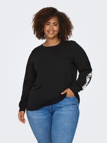 ONLY Curvy embroidery sweatshirt -Black - 15335885