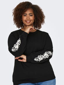 ONLY Curvy embroidery sweatshirt -Black - 15335885