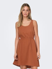 ONLY Normal geschnitten Rundhals Kurzes Kleid -Mocha Bisque - 15335966