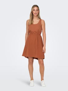 ONLY Normal geschnitten Rundhals Kurzes Kleid -Mocha Bisque - 15335966