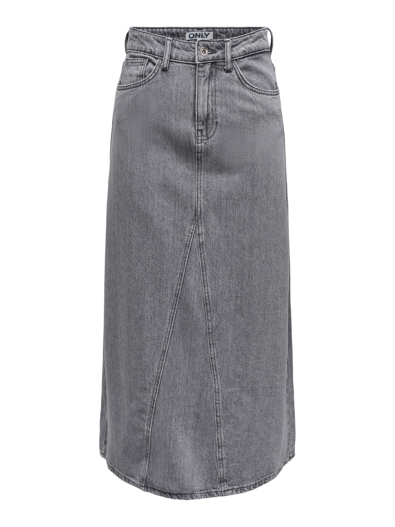 ONLY High waist Lange rok -Grey Denim - 15336073