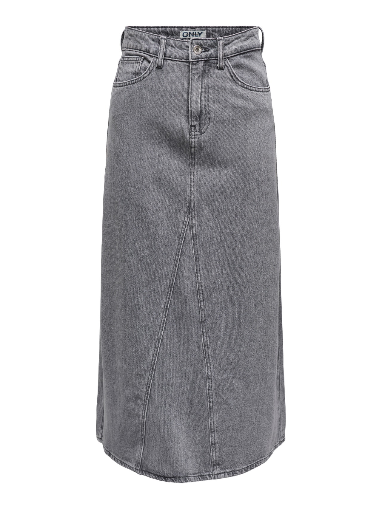 ONLY Hög midja Lång kjol -Grey Denim - 15336073
