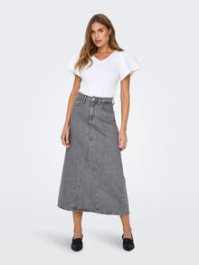 ONLY High waist Lange rok -Grey Denim - 15336073